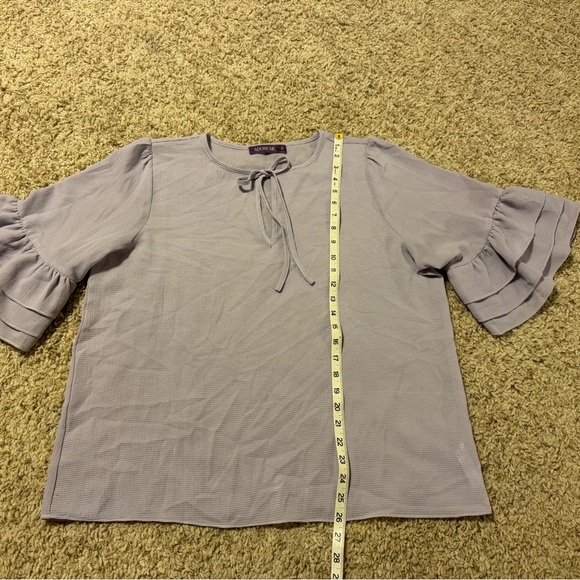 Adore Me Lavender Tie Front Ruffled Blouse - Picture 4 of 7